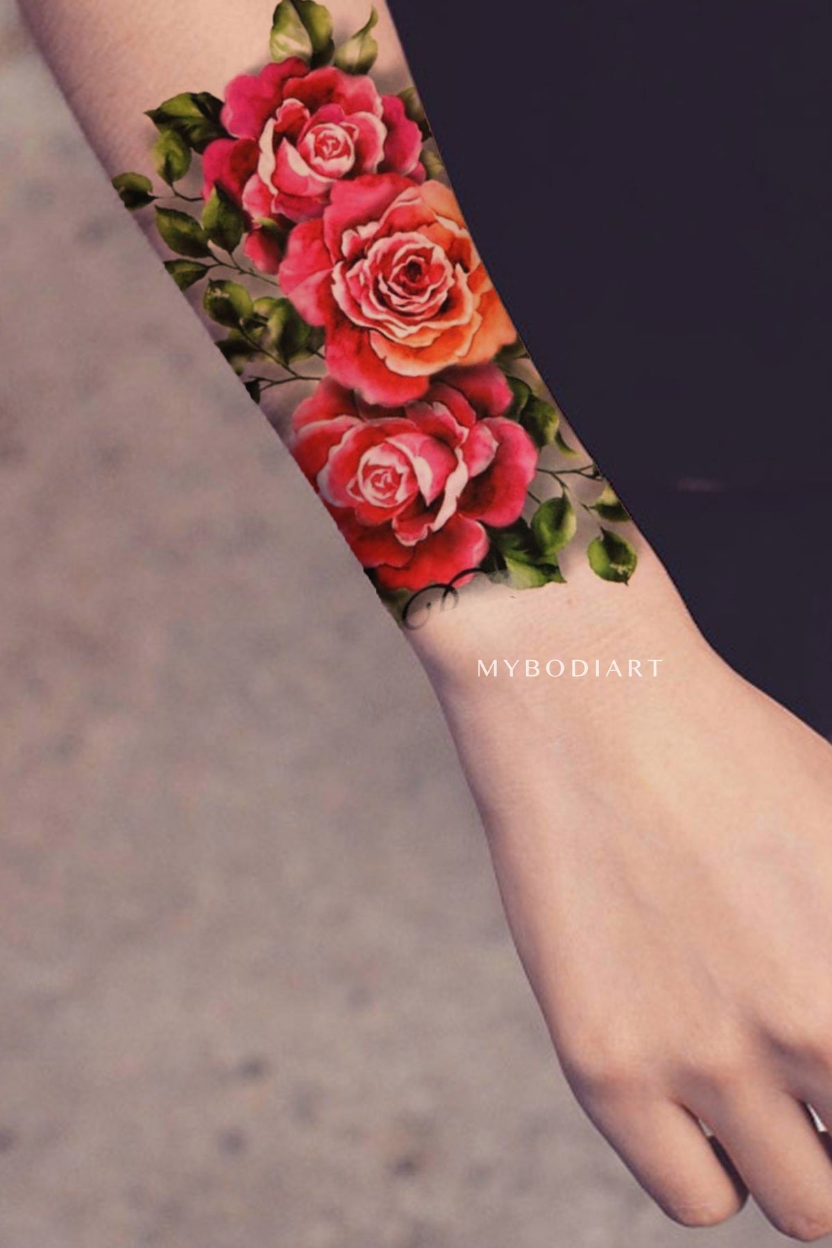Realistic red rose tattoo on the right hand. Done at
