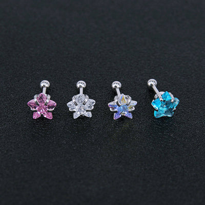 Star Crystal Ear Piercing Jewelry Ideas Earrings for Cartilage, Helix, Conch, Tragus, Earlobe - www.MyBodiArt.com