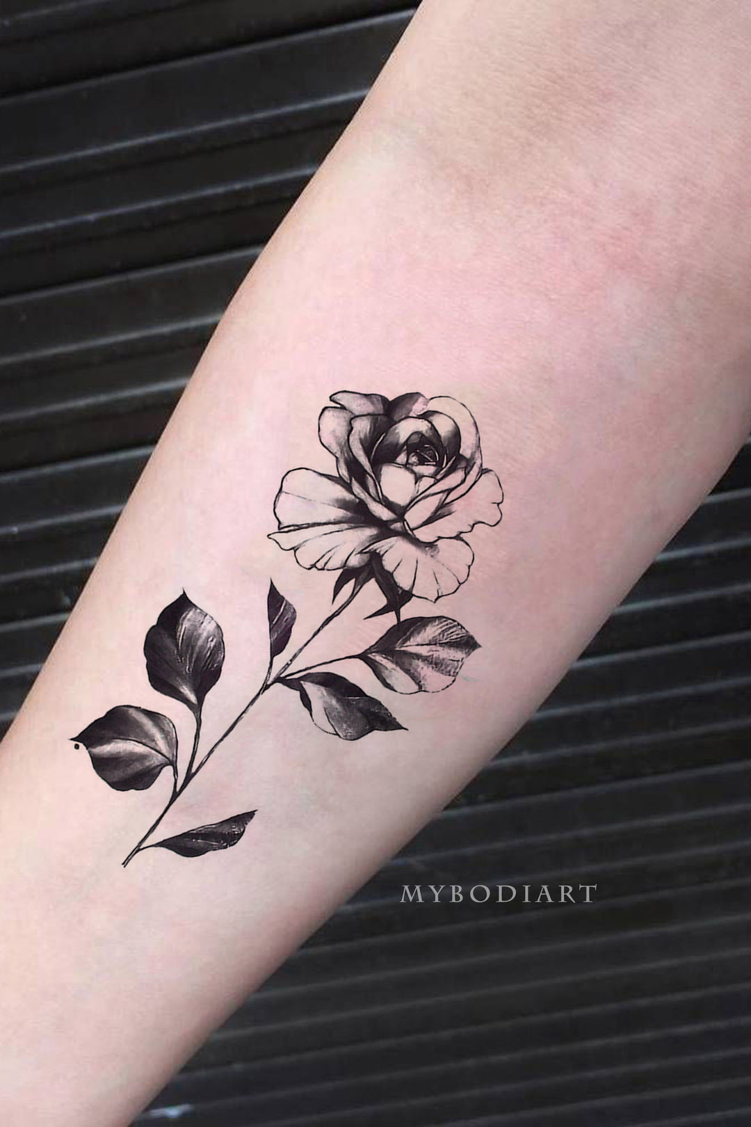 Stunning Black & White Rose on Wrist