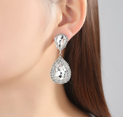 Classy Ear Piercing Ideas for Graduation - Sparkly Crystal Teardrop Dangle Earrings for Formal Prom for Homecoming - brillantes pendientes de fiesta de graduación -  www.MyBodiArt.com #earrrings #prom