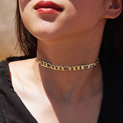 Chunky Figaro Link Chain Choker Necklace Jewelry for Teen Girls Teenagers - collar de cadena grueso gargantilla en oro - www.MyBodiArt.com 