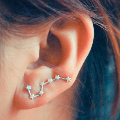 Cute Star Ear Climber Earring for Women Fashion Jewelry in Gold or Silver - www.MyBodiArt.com