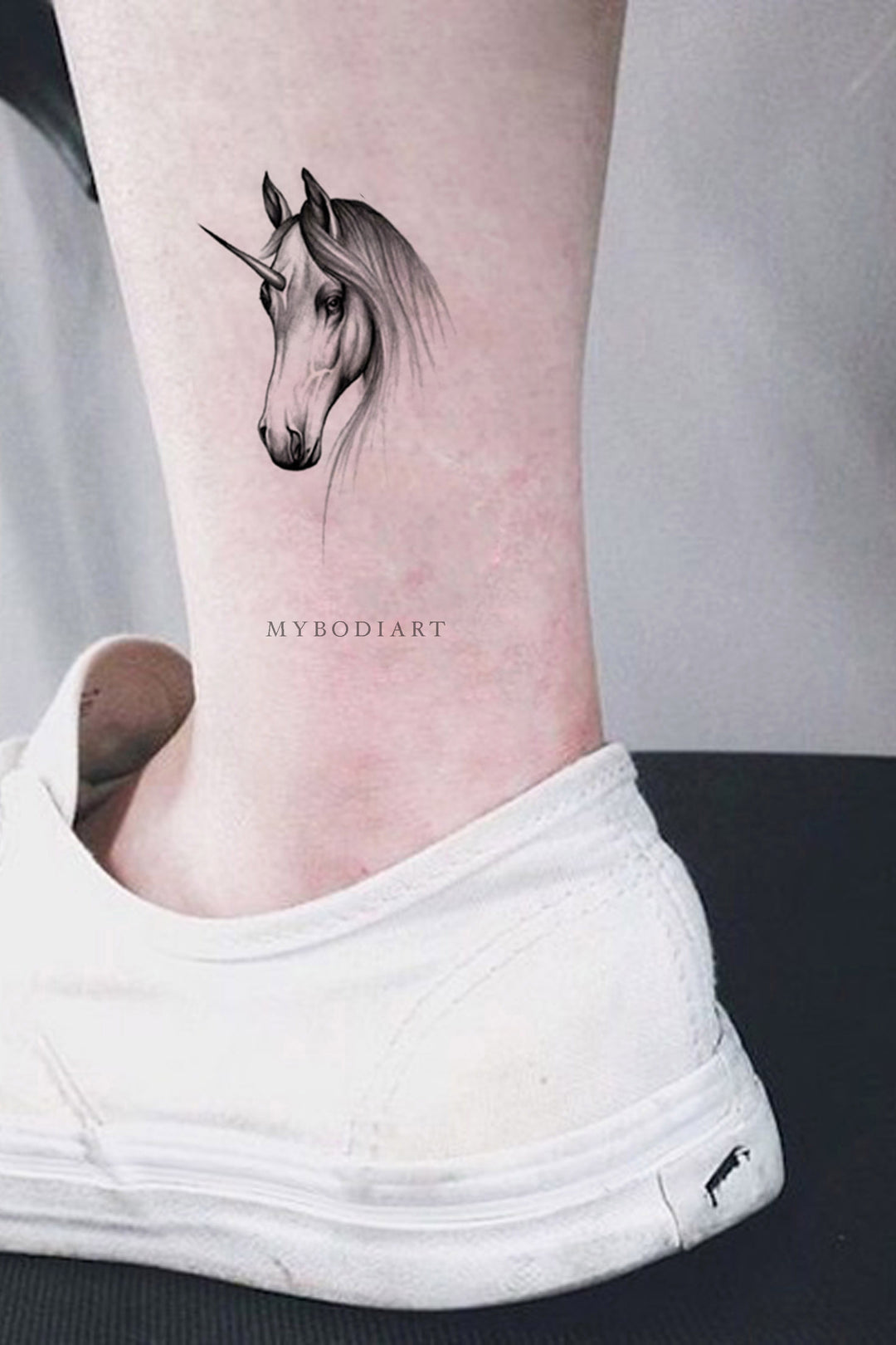 Unicorn Temporary Tattoo, Black and White Arm Tattoo – MyBodiArt, image size:1080x1620