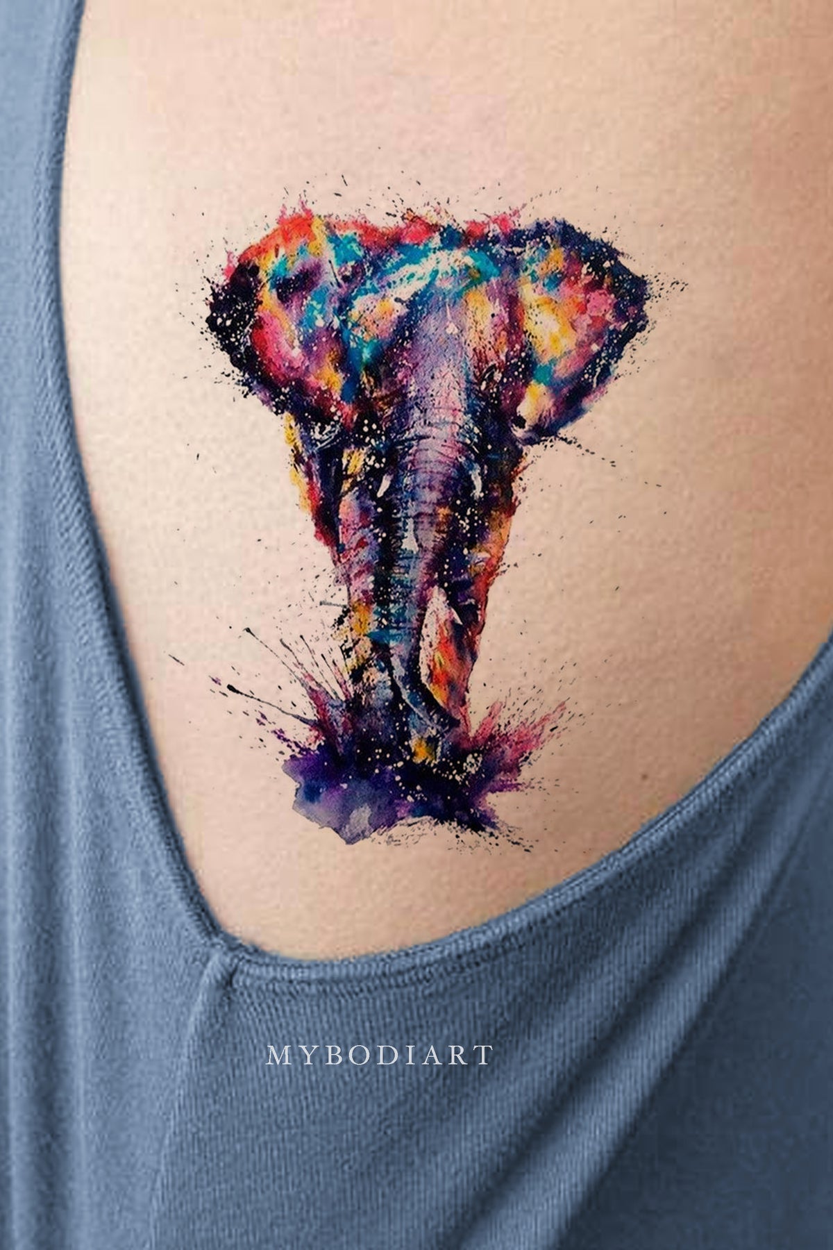 Watercolor Elephant Splash of Color