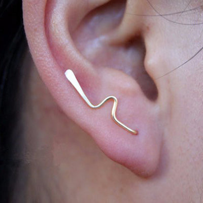 Minimalist Delicate Ear Piercing Ideas for Women - Handmade Wire Metal Heartbeat Ear Climber Earrings - www.MyBodiArt.com #earrings