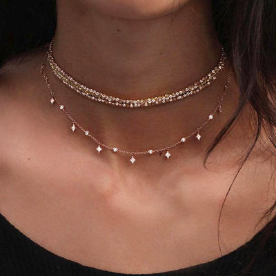 Statement Jewelry Necklace for Women - Double Layered Beaded Choker in Gold - www.MyBodiArt.com #necklace