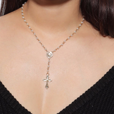 Fancy Coin Cross Necklace Cute Trendy Lariat Crystal Chain Choker Necklace in Gold - elegante collar de cadena cruzada para las mujeres - www.MyBodiArt.com #necklaces