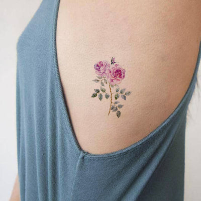 Traditional Pink Rose Rib Tattoo Ideas for Women - Watercolor Vintage Floral Flower Small Side Tat -pequeñas ideas rosadas del tatuaje de la costilla rosada - www.MyBodiArt.com # tattoos