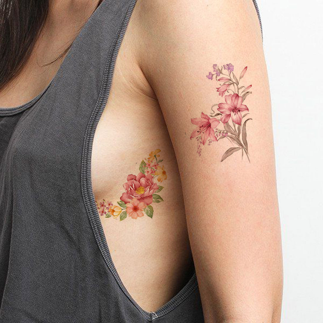 Flowers on Rib Cage Tattoo Ideas