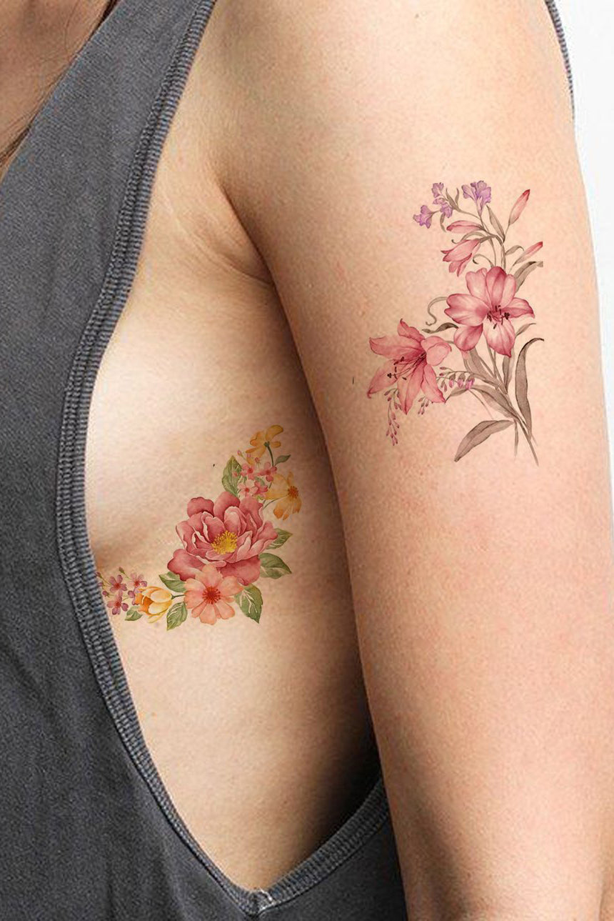 Flower Tattoos on Side of Body - Soft & Stylish