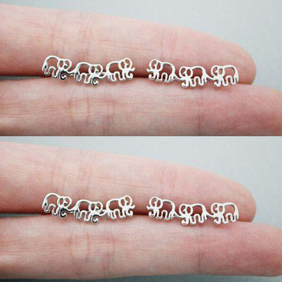 Cute Elephant Silver Ear Climber Earring Studs for Women Fashion Jewelry -  lindos aretes de elefante - www.MyBodiArt.com