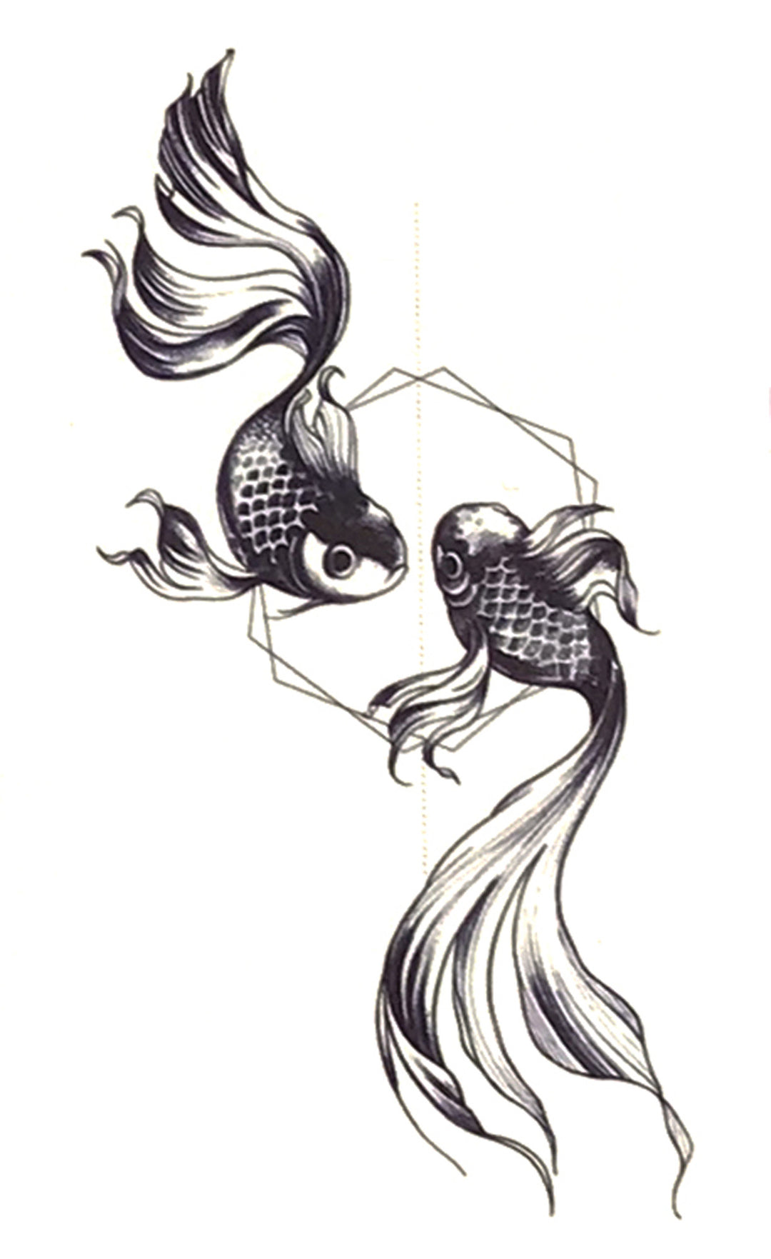 Nemo Small Unique Black Double Koi Fish Temporary Tattoo – MyBodiArt, image size:1080x1763