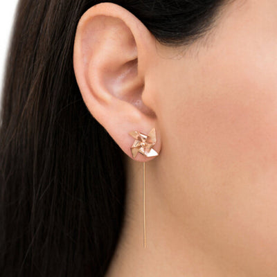 Unique Minimal Ear Piercing Ideas - Pinwheel Windmill Drop Earrings - www.MyBodiArt.com #earrings