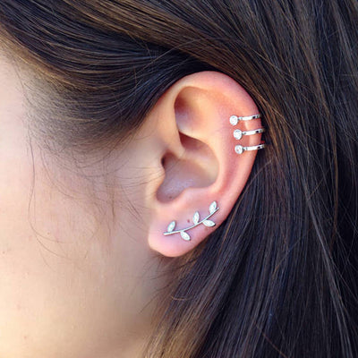 Unique Cute Multiple Ear Piercing Ideas - Cartilage Helix Triple Crystal Ear Cuff Earring Ring Hoop -  Ideas únicas para perforar orejas múltiples - www.MyBodiArt.com