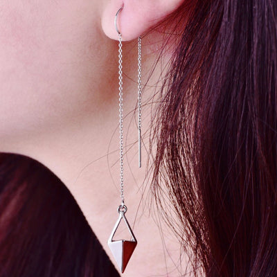 Modern Popular Ear Piercing Ideas Boho Ethnic Jewelry - Artistic Triangle Chain Drop Dangle Earlobe Earrings -  ideas modernas de perforación de la oreja - www.MyBodiArt.com