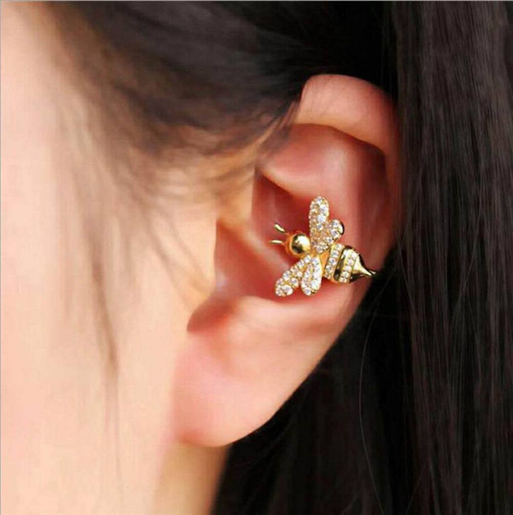 Sting Honey Bee Ear Cuff Earring in Gold – MyBodiArt