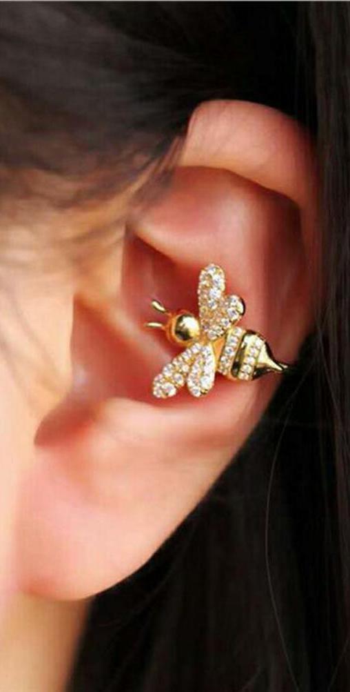 Sting Honey Bee Ear Cuff Earring in Gold – MyBodiArt