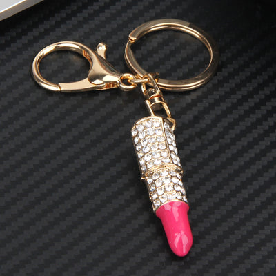 Cute Crystal Lipstick Makeup Charm Keychain Keyring Key Fob Fashion Accessories Jewelry for Purse Bag - www.MyBodiArt.co