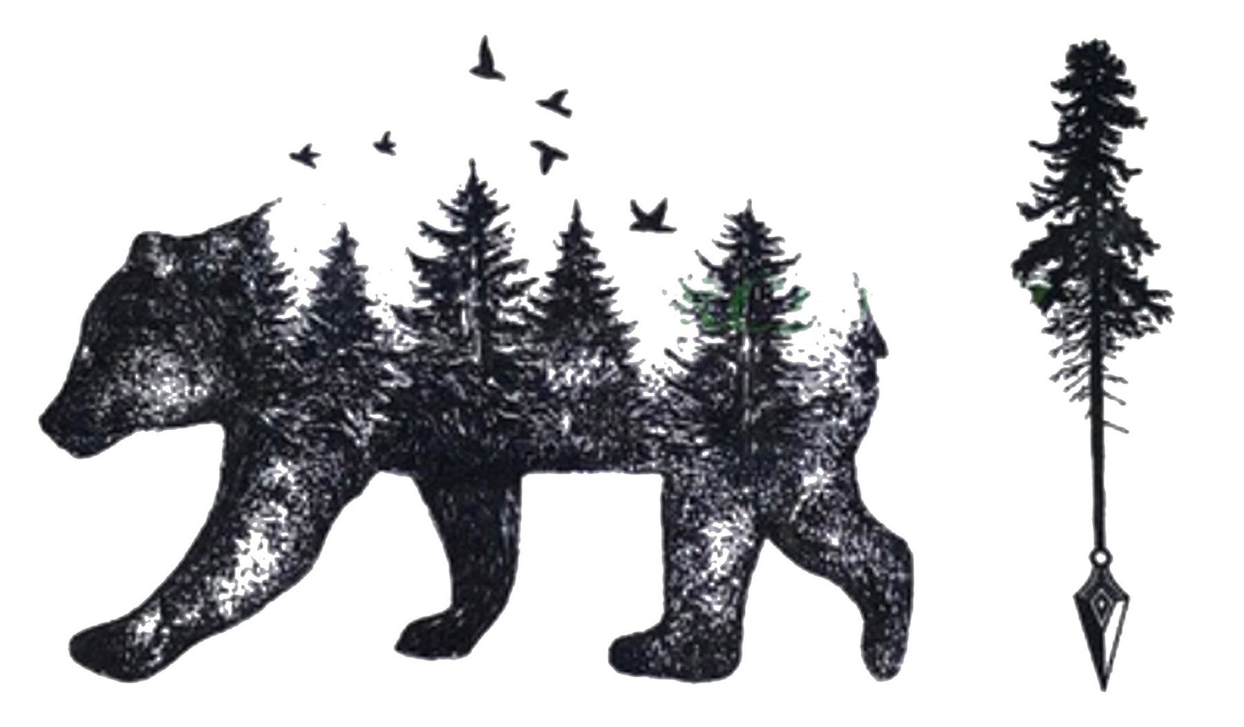 Wallpaper Roll Bear silhouette for tshirt print or temporary tattoo Hand  drawn surreal design for apparel Black animal night forest landscape  Vintage vector illustration sketch isolated on white background   PIXERSNETAU