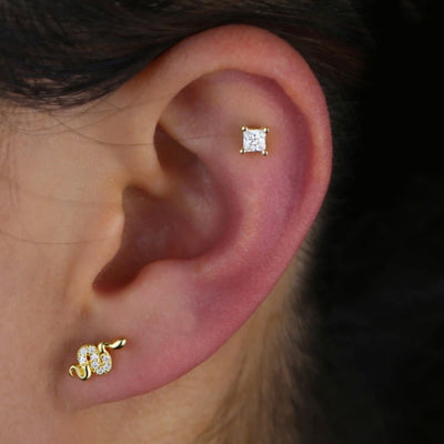 Cute Gold Snake Ear Piercing Jewelry Ideas for Women - www.MyBodiArt.com #earpiercings
