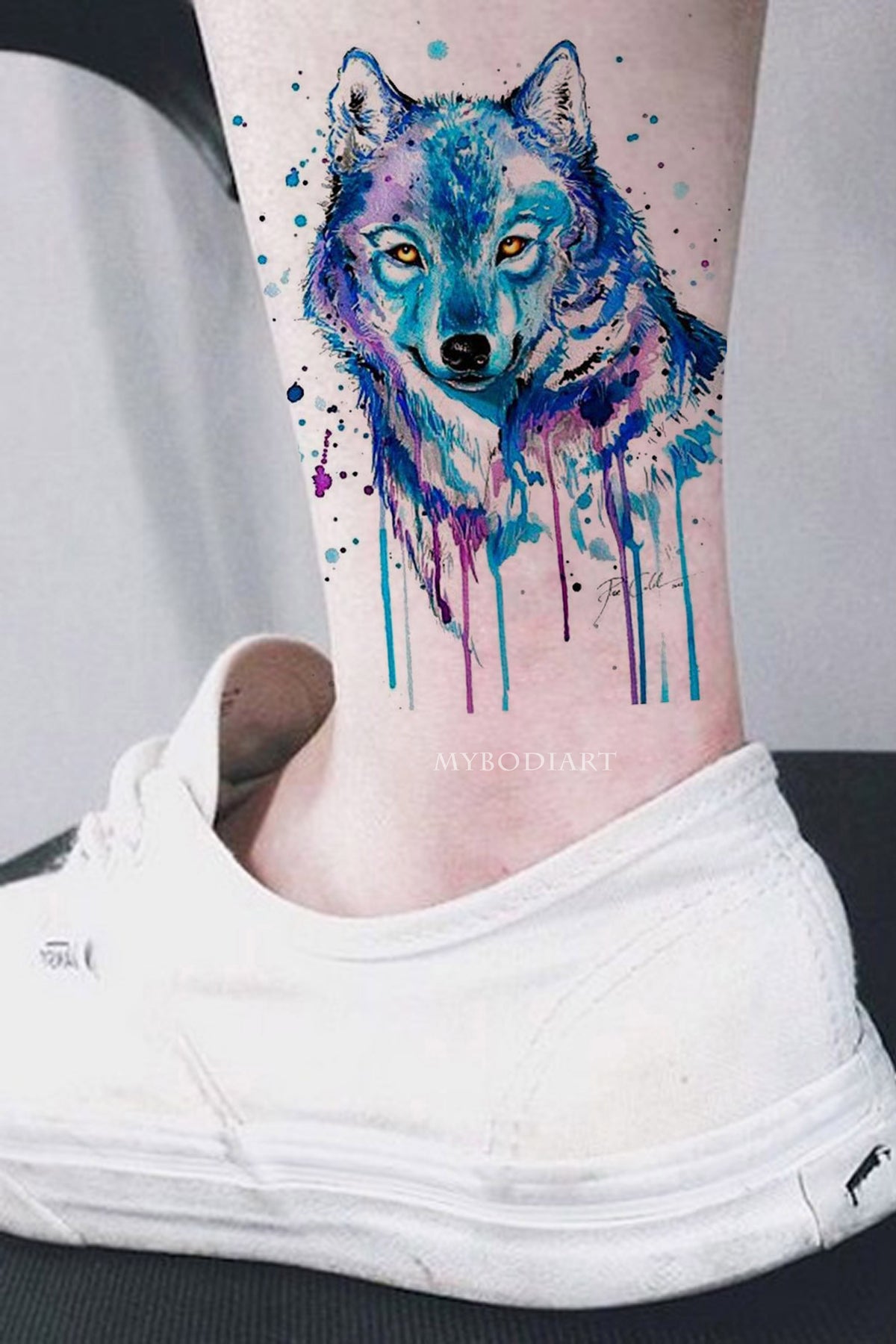 Beowulf Watercolor Wolf Temporary Tattoo – MyBodiArt