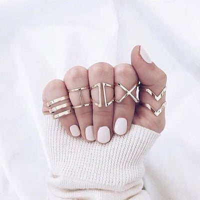 Modern Rings Set for Women for Teens Artistic Geometric Shapes Simple Minimalist Midi Knuckle Stackable Fashion Rings - www.MyBodiArt.com #rings 