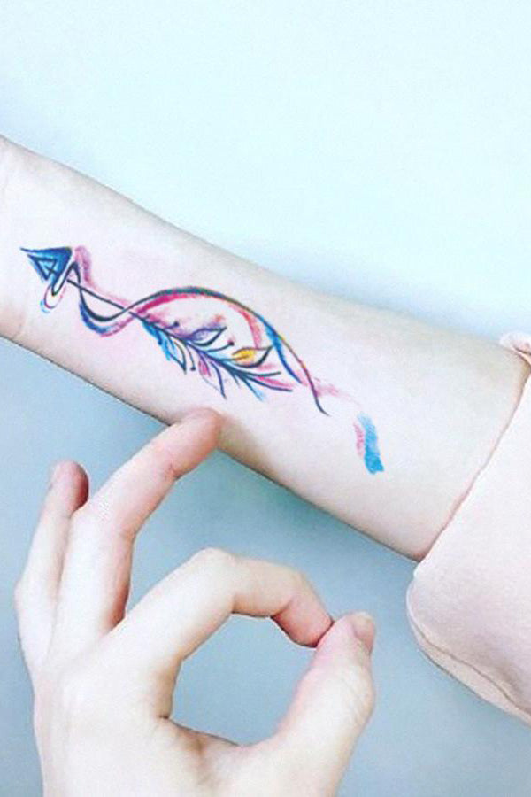Arrow with colour Splash Tattoo Neat and clean work by  fenilbhatporiya  riseinktattooandnailart Call 91 9624642616 for  Instagram