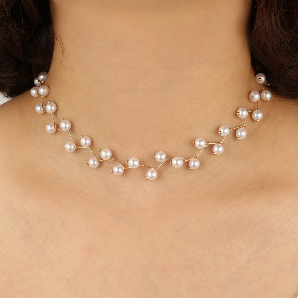 Chanel Floating Pearl Wired Choker Necklace in Silver or Gold