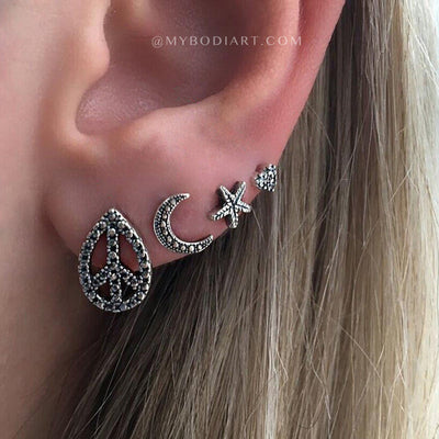 Cute Boho Ear Piercing Ideas for Women Cartilage Earlobe Helix Conch Earrings - linda joyería piercing del oído para las mujeres chicas - www.MyBodiArt.com 