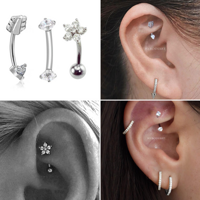 Rook Piercing Jewelry Cute Ear Combination Ideas - www.MyBodiArt.com 
