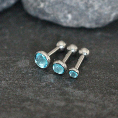 Blue Crystal Ear Piercing Jewelry Ideas at MyBodiart.com - Cartilage Stud, Tragus Earring, Triple Forward Helix Piercings