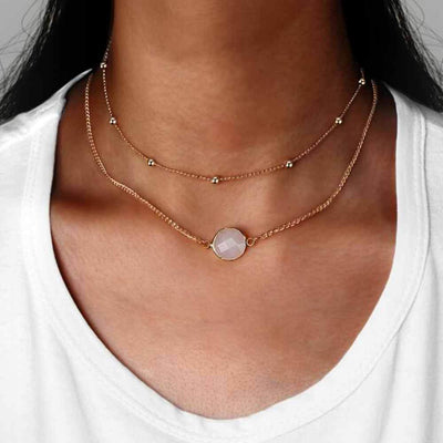 Opal Double Layered Gold Necklace at MyBodiArt.com