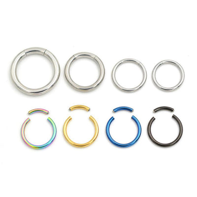 Segment Ring 16G for Septum Jewelry, Ear Piercing, Daith Rook Cartilage Helix Tragus Earring, Lip Hoop at MyBodiArt.com in Gold Silver Rainbow FIligree Black Blue