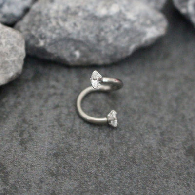 Swarovski Crystal Spiral Lip Piercing, Cartilage Ring, Helix Earring, Tragus Hoop at MyBodiArt.com