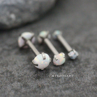 Beautiful Opal Ear Piercing Jewelry Ideas for Women for Cartilage, Helix, Tragus, Conch Earring Stud 16G - www.MyBodiArt.com