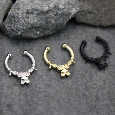 Faux Septum Ring in Silver, Gold, Black