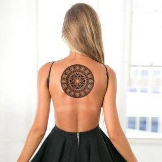 Black Mandala Temporary Tattoo - MyBodiArt.com