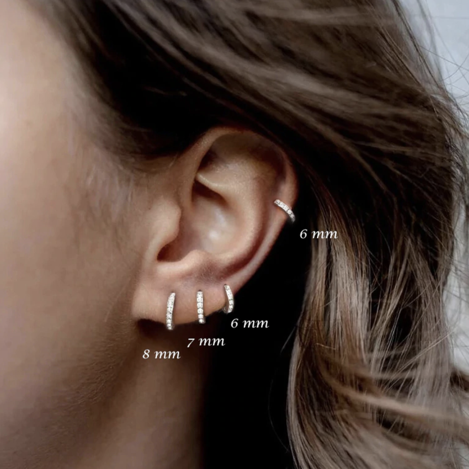 Chrissy Crystal Ear Piercing Jewelry Hoop Huggie Earring 16G – MyBodiArt