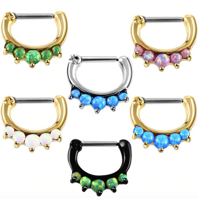 Opal Septum Piercing Ring Jewelry at MyBodiArt