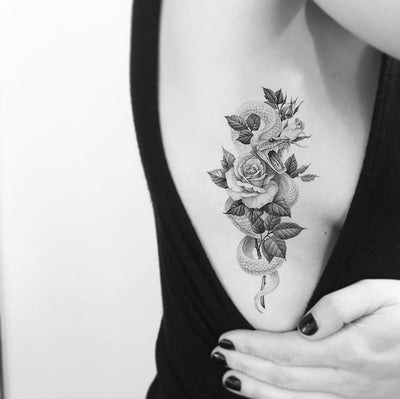 Rose Snack Rib Tattoo Ideas for Women - www.MyBodiArt.com #tattoos