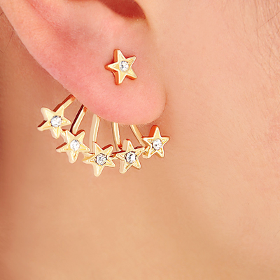 Cute and Unique Ear Piercing Ideas at MyBodiArt.com - Gold Crystal Star Burst Ear Jacket Earring 
