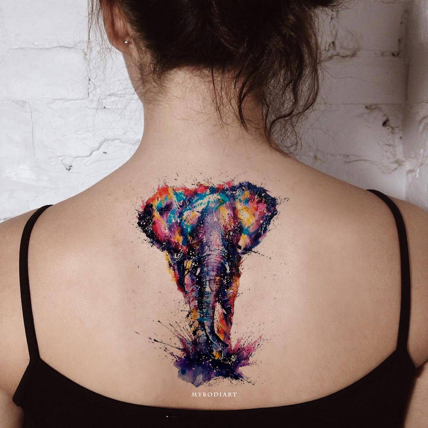 Realistic Elephant Back Tattoo