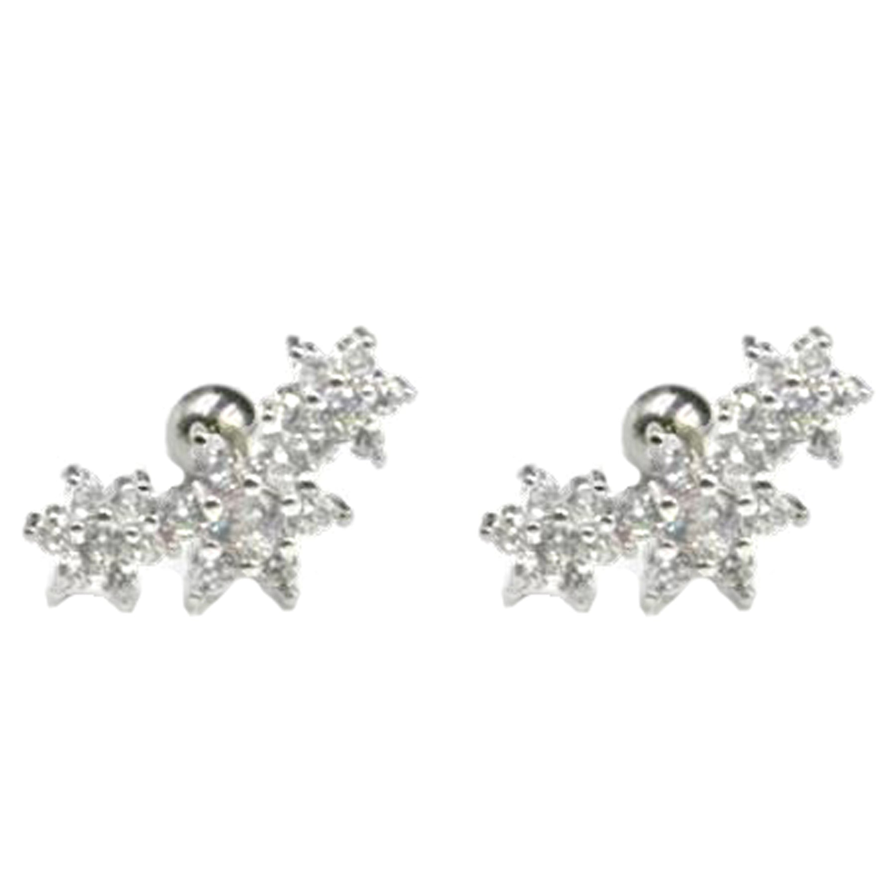 Florabella Crystal Triple Flower Ear Piercing Stud 16G – MyBodiArt