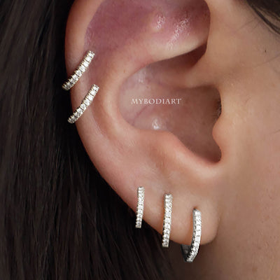 Multiple Hoop Cartilage Helix All the Way Around Ear Piercing Jewelry Ideas -  ideas de perforación del oído - www.MyBodiArt.com #piercings 
