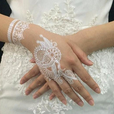 White Bridal Lace Mandala Temporary Tattoo Ideas for Women - www.MyBodiArt.com