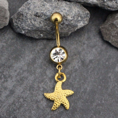 Starfish Belly Button Ring Piercing in 14G Gold