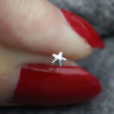 Star Nose Stud, Star Nose Ring, Gold Starfish, Silver Star Fish, Solid 0.925 Sterling Silver 