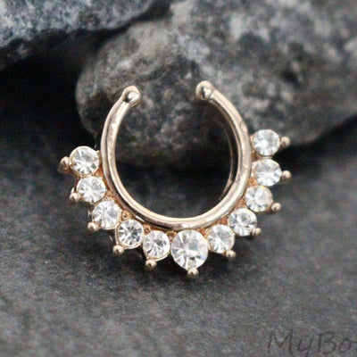 Rose Gold Crystal Fake Septum Ring