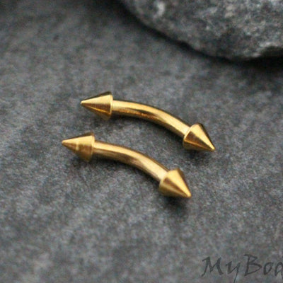 Golden Curved Barbell for Rook Piercing Jewelry, Eyebrow Piercing, Daith Earring, Bridge Piercing, Lip Ring, Rook Ring, Eyebrow Piercing, Daith Jewelry