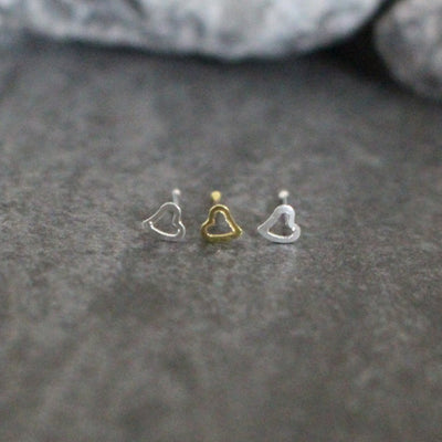 20G Heart Nose Stud in Silver or Gold